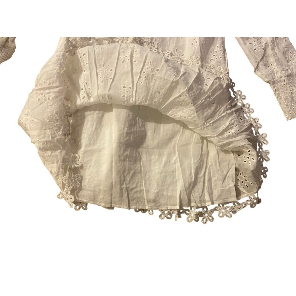 Anthropologie Beulah Women’s White Embroidered Dress sz Small long sleeve - Picture 6 of 15